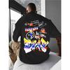 Men's Graffiti Street Print T-Shirt Cotton Breathable Short-Sleeved Round Neck Casual Summer Loose