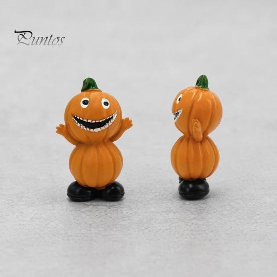 Eco-friendly Halloween Decor Pumpkin Figure Ornaments, Hand-Painted Resin Decorations with Unique Creative Display Expressions, Figurine for