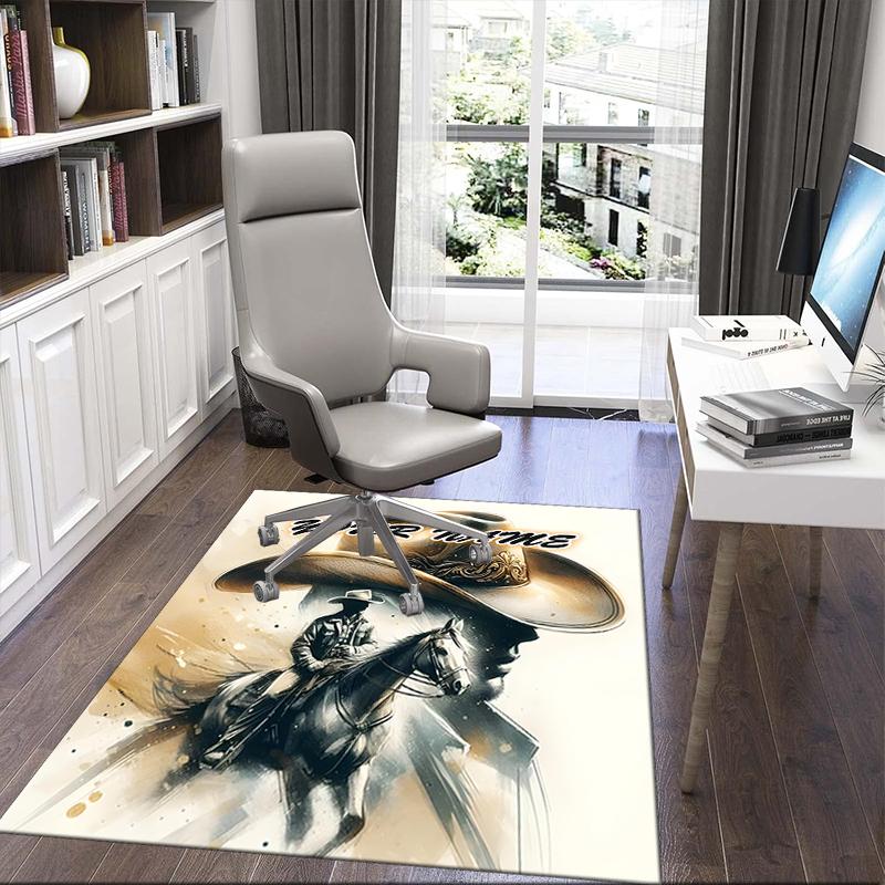 1PC Custom Name Rodeo Legend: Cowboy Spirit Theme Floor Mat Ideal for Living Room, Game Rooms, Office, Bedroom,Floor Mat Playful Design