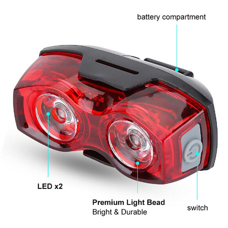 2LED Bright Bicycle Bike Bezpečná zadní zadní blikající výstražná kontrolka