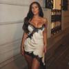 Sexy Irregular Satin Lace Dress Women Fashion V Neck Hem Suspender Mini Dresses New Fashion Party Vestidos Camisole Dress