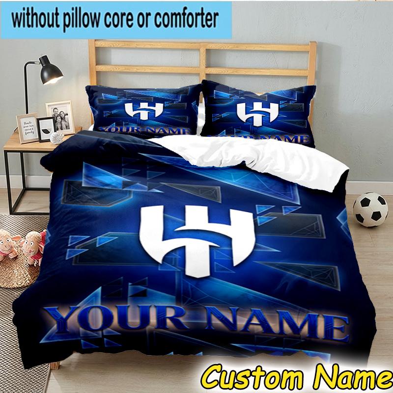 3pcs Custom Name Hilal FC Crest Bedding Set Includes 1 Duvet Cover & 2 Pillowcases for All Seasons Dormitory Home Decor Christmas Gifts