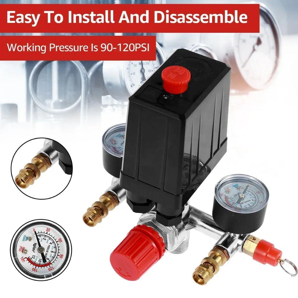 Dual Pressure Gauges Air Compressor Control Switch  Pneumatic Power
