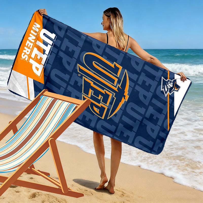 UTEP Miners Print Beach Towel, Large Soft Quick Dry Towel for Beach Camping Swimming