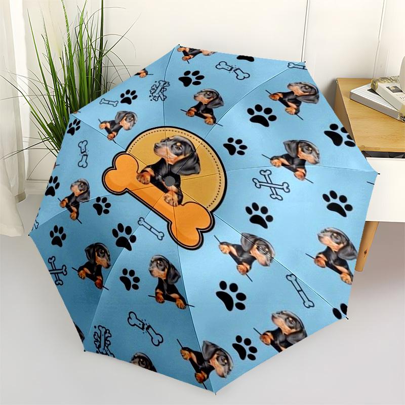 

1pc Dachshund Puppies & Bones Pattern Umbrella with Plastic Handle,Compact & Stylish,Cartoon Pattern,Outdoor UmbrellaPT359