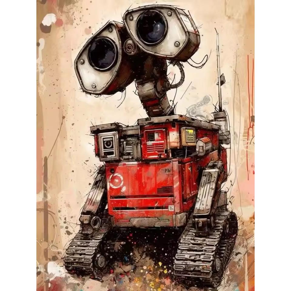 

5D Diamond Painting Wall E Robot Full Diamond Embroidery Cartoon DIY Rhinestone Pictures Cross Stitch Kits Crafts Home Decor Round 20x30cm