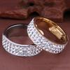 Titanium Steel Women Men 3 Rows Shiny Rhinestone Finger Ring Wedding Jewelry Gift
