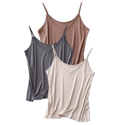 Women's V Neck Sleeveless Spaghetti Strap Camisole Loose Fit Modal Solid Color Spring Summer Basic Layering Tank Top Plus Size Undershirt