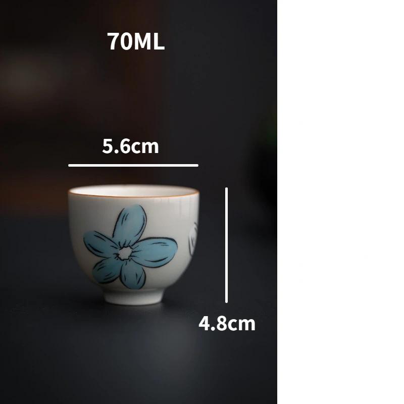 Japanese Cherry Blossom Ceramic Teapot Teacups Creative Ice Gray Glaze Teapot Household Kung Fu Tea Set Tea Storage Jar