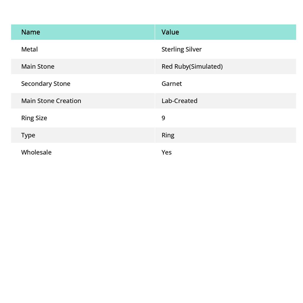 Ruby  Natural Garnet Gemstone 925 Sterling Silver Jewelry Ring Size 9 q9u98