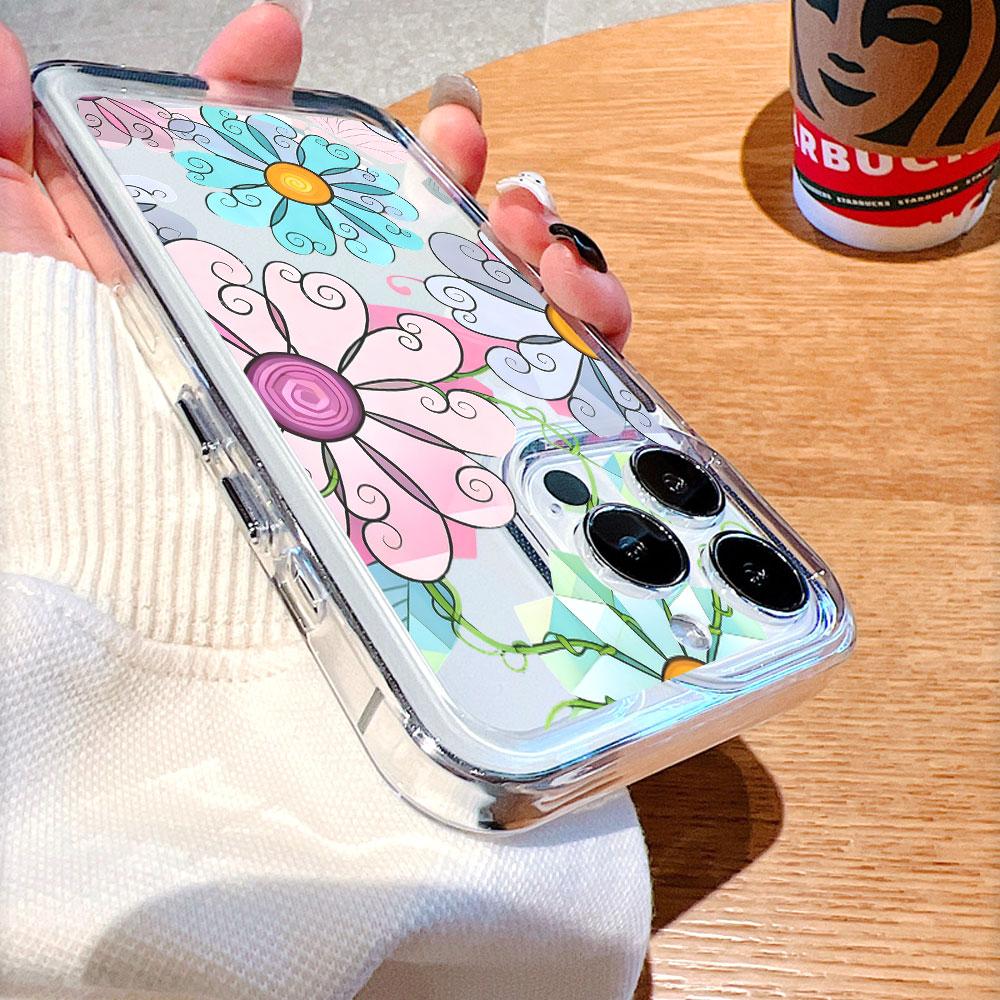 Stained Glass Style Colorful Flowers soft TPU Phone Case for Xiaomi Redmi Note 15 14 13 12 11 10 9 Pro Plus 4G 5G Soft Cover