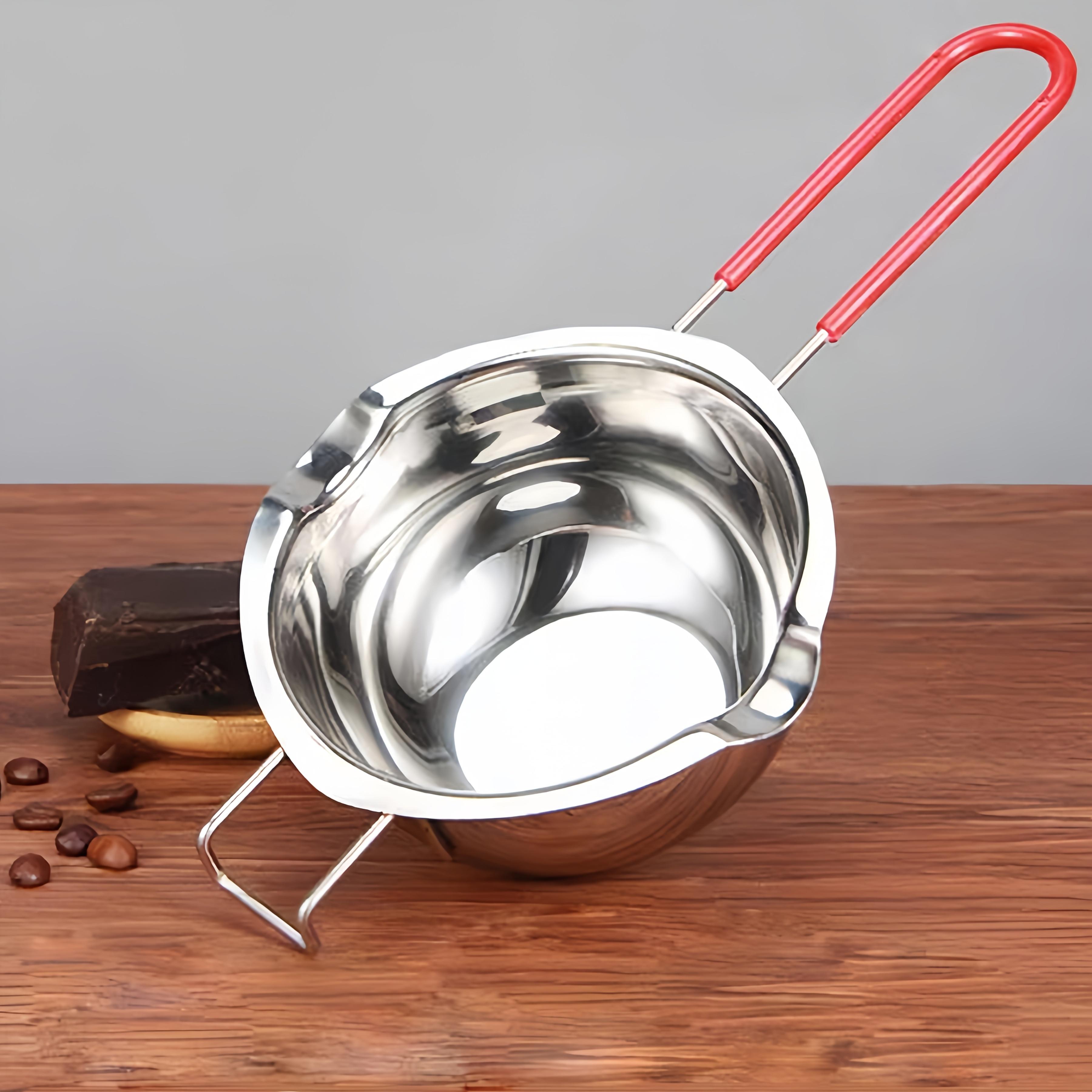 

Durable Stainless Steel Double-Layer Water Kettle - with a stable base and rounded edge design, suitable for chocolate,candy,wax срібний