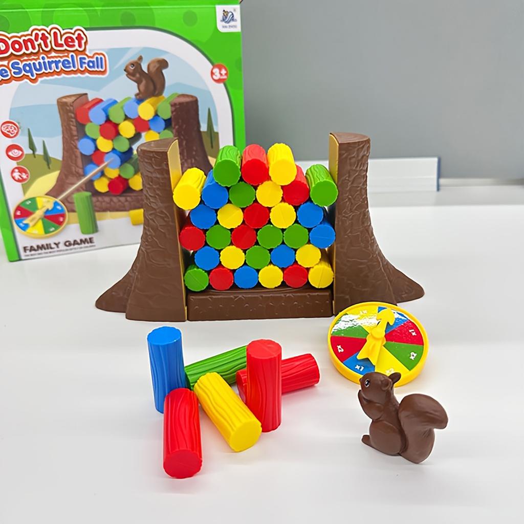 Children's Tabletop Game Chess Squirrel Pushing Wooden Pile Puzzle Toy