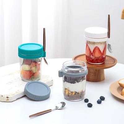 Portable Breakfast Cups Oatmeal Cereal Nut Yogurt Salad Cup Container Set With Spoon School Lunch Box Food Storage Box