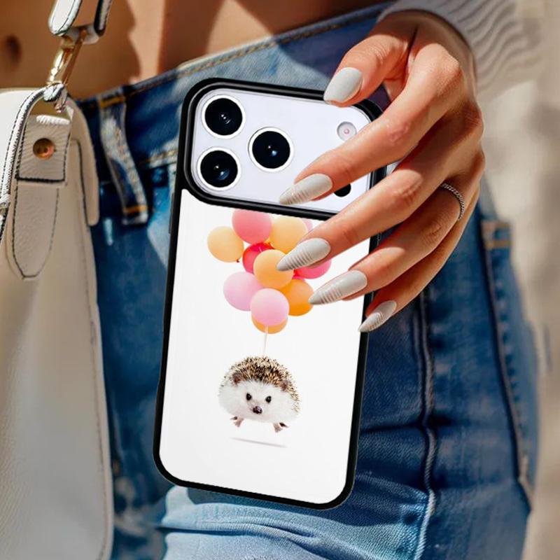 Hedgehog and Balloon Phone Case For iPhone 17 Air 14 15 13 12 Max Cover For Apple 14 15 16 16e 11 Pro Max Plus