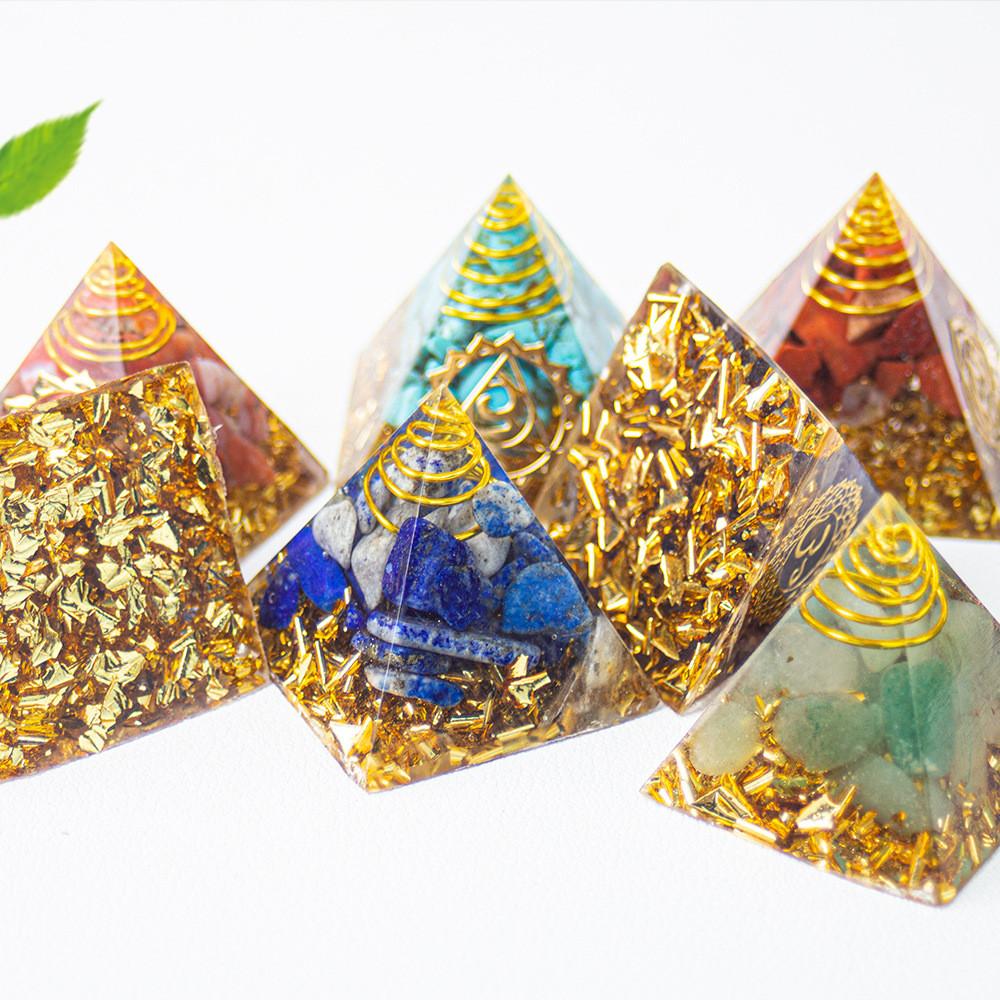 Natural Crystal Resin Pyramid Home Office Decor Gift For Mindfulness Enthusiasts