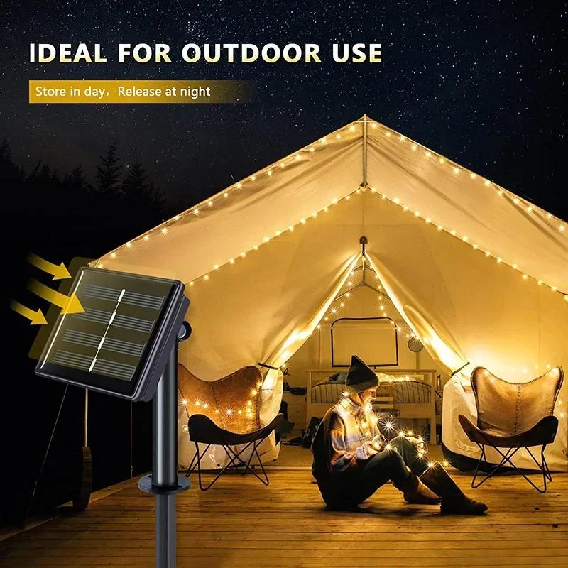 Copper Wire Outdoor Solar Light String 8 Modes for Wedding Party Home Garden Summer Decoration LED Solar Christmas Garland Lamp