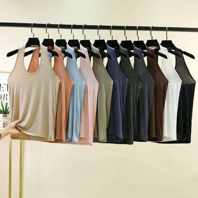 Modal U-Neck Halter Tank Top Sexy Sleeveless Halter Camisole for Outerwear Skin-Friendly Bare-Skin Feeling Base Layer Tops Pilates & Yoga Wear