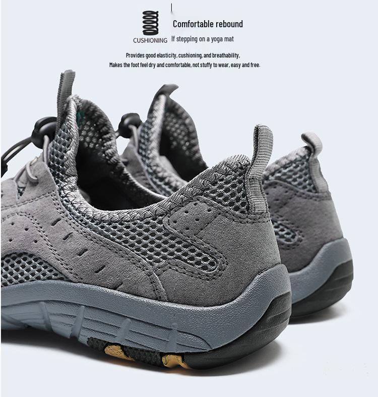 Men's Summer Breathable Odor-Resistant Mesh Leather Non-Slip Hiking & Outdoor Sports Shoes