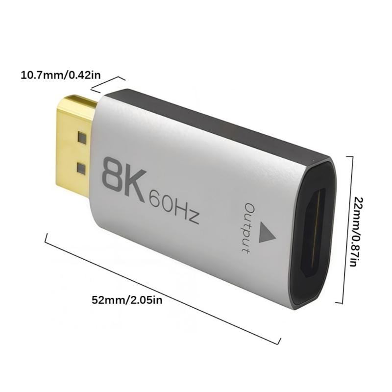 Fast Speed DP1.4 To HDTV 2.1 Adapters 48Gbps for 8K@60Hz 4K@144Hz Resolution With Dynamic HDRs and Auto Low Latency Mode