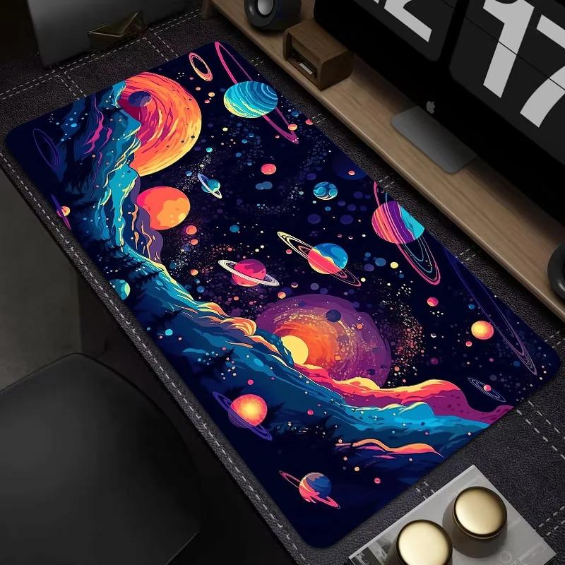 Starry Sky Planet Mouse Pad Colourful Stylish Design Large Non-Slip Computer Office Table Mats Keyboard Long Carpet Galaxy Rug