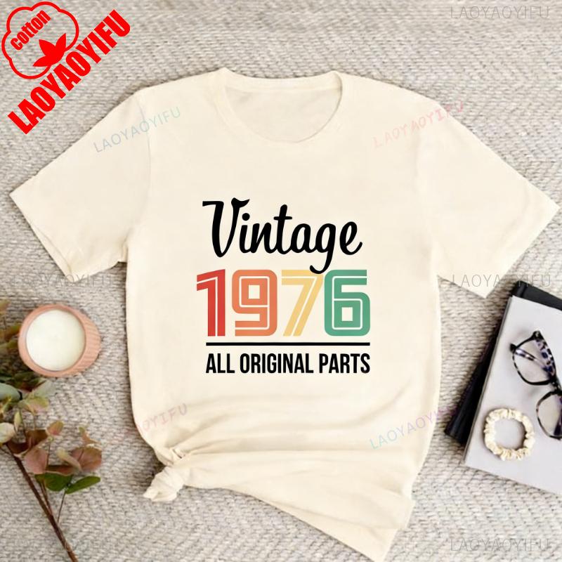 All Original Parts Vintage 1976 Tshirt 50th Birthday Gift Gift Unisex Wounisex Best Friend Shirt Allmatch Printed Tshirt Tops