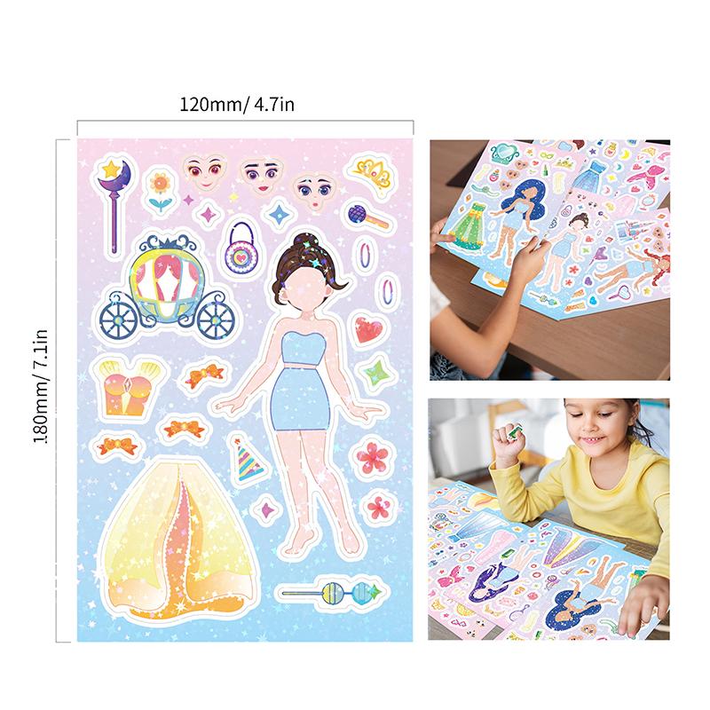 8Pcs Diy Stickers Puzzle Face Changing Stickers Animal Assemble Game Montessori Cognition Educational Toys For Children Kids