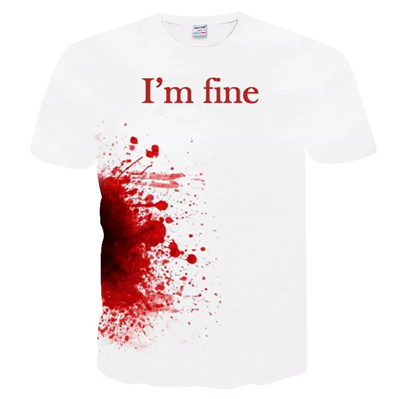 

Funny Fine im Men Tee Tshirt 3d Tops Novelty Casual Blood Tee Graphic 3XL