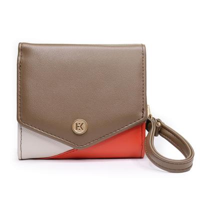 Hiroko Koshino Femme Bifold Easy To with Orange Women's Wallet, Letter-Shaped, Use, Compact, Strap,