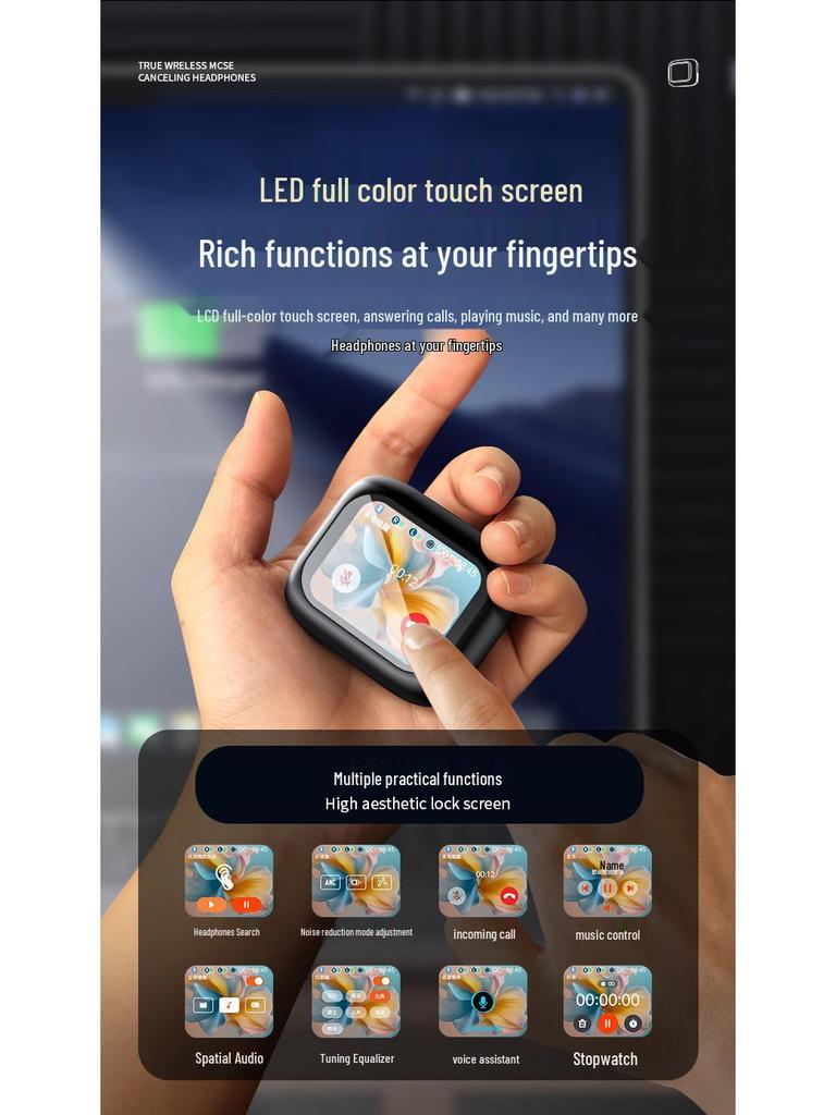 2025 Wireless Bluetooth Earbuds: Color Touch Screen, ANC, ENC, In-Ear Sports.