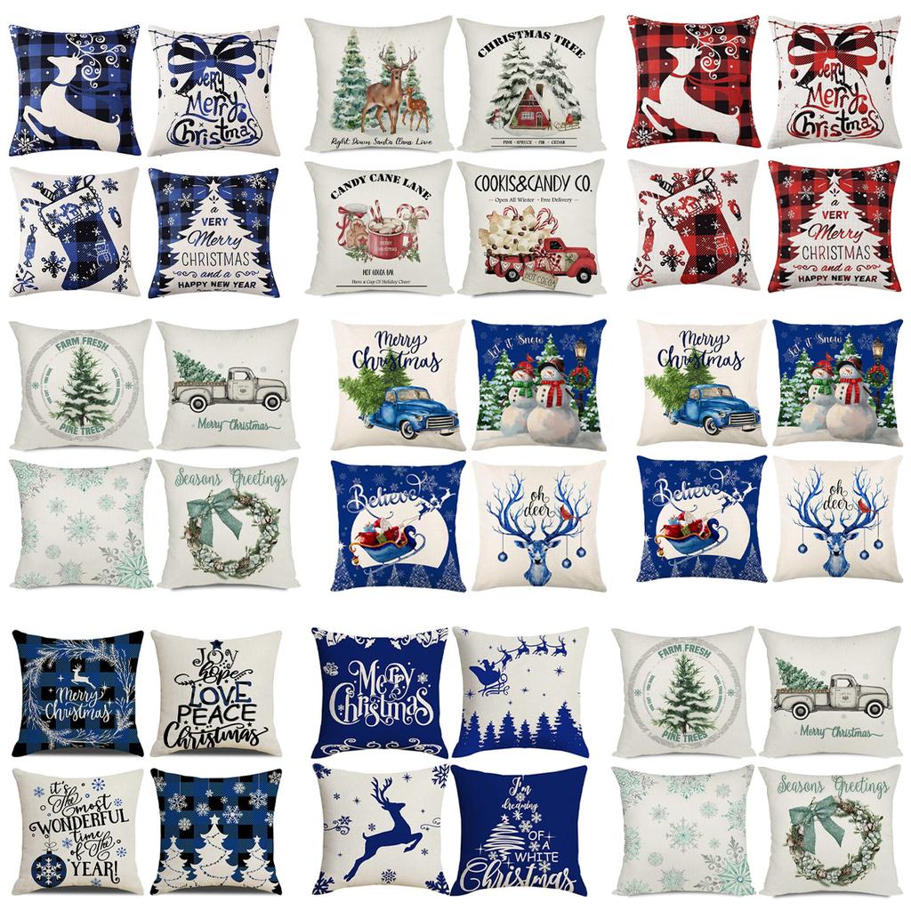 Living Room Christmas Decoration Pillowcase Nordic Style Christmas Tree Printed Cushion Festive Atmosphere Household Supplies