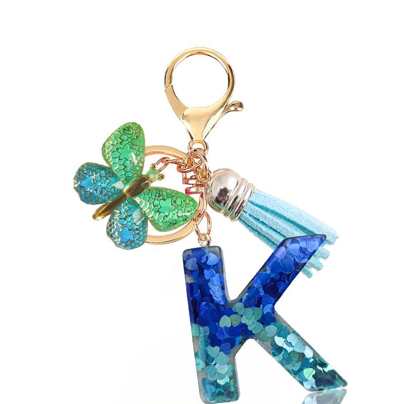 

Blue Series Epoxy Keychains: Holiday Heart & Gradient Butterfly with Tassel
