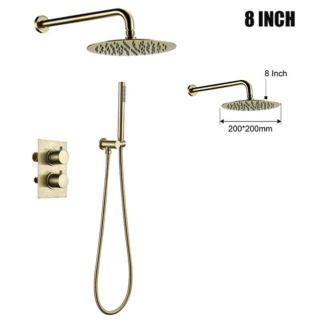 

Термостатический смеситель для душа Gummate, набор для ванной комнаты с настенным ручным смесителем Rain, роскошный смеситель со скрытым переключателем