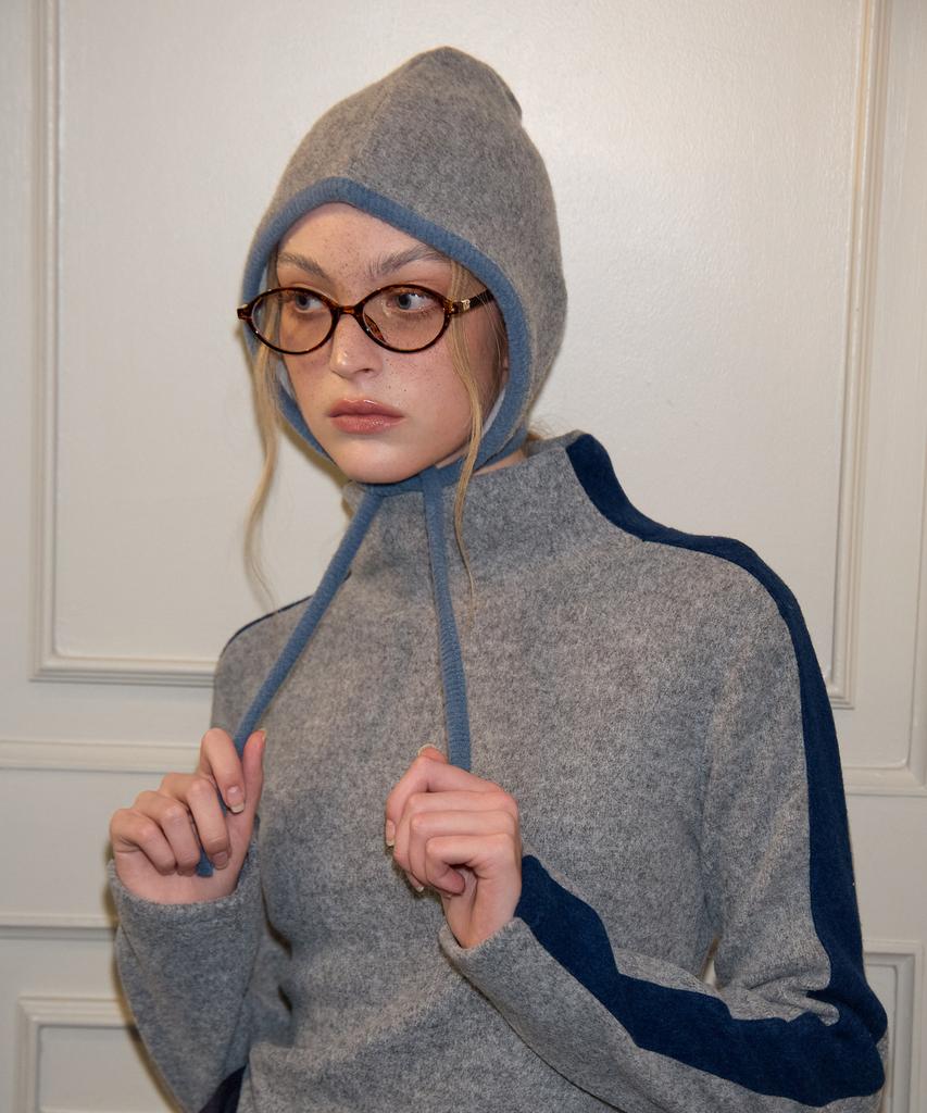 SALON DE YOHN Ribbon Bonnet Hat_ Gray