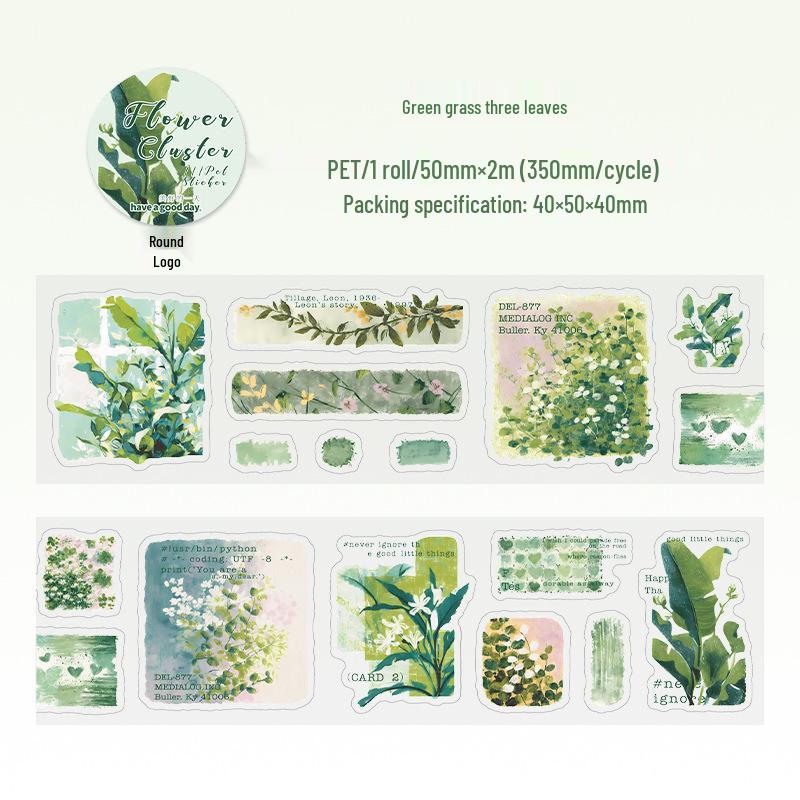 Retro Floral Die-cut Washi Tape: Beautiful Day Flower Sketch Series for Journaling and DIY Decoration Stickers