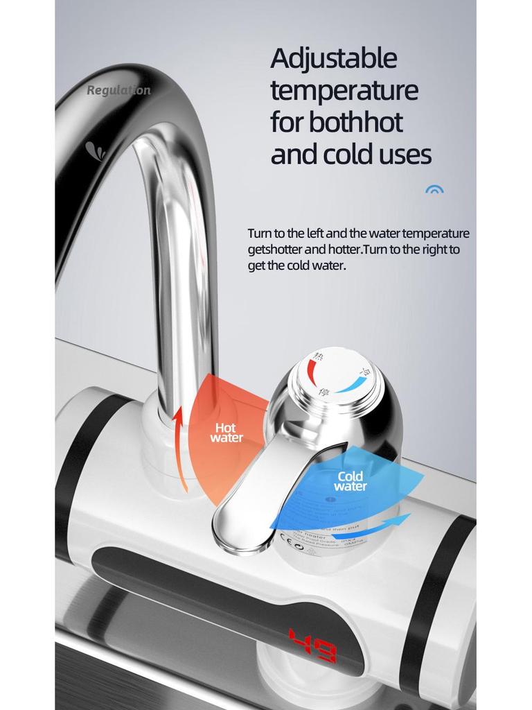 Natychmiastowy Elektryczny Kran Bojler z Cyfrowym Wyświetlaczem do Pryszniców Gorącej i Zimnej Wody