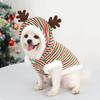 Christmas Reindeer Pet Hoodie for Small Dogs - Red Green Striped Puppy Clothing (Festive Holiday Style)