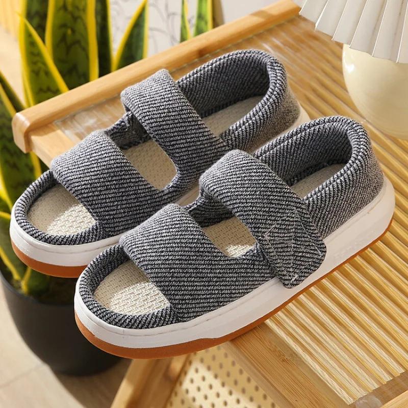 Fashion Summer Home Slippers Thick-soled Sandals Double Straps Wide Sandals Do Not Slip Comfortable Walking Sandals for Men and Women