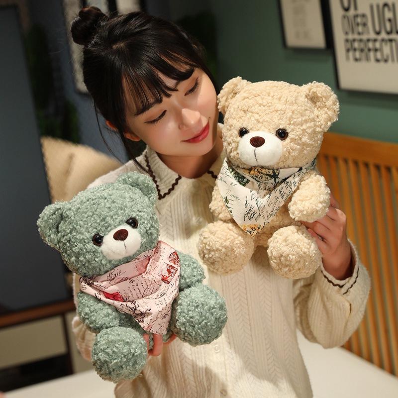 Cute Cute Scarf Teddy Bear Doll Plush Toy Sitting Bear Hugging Bear Doll Children's Doll Doll
