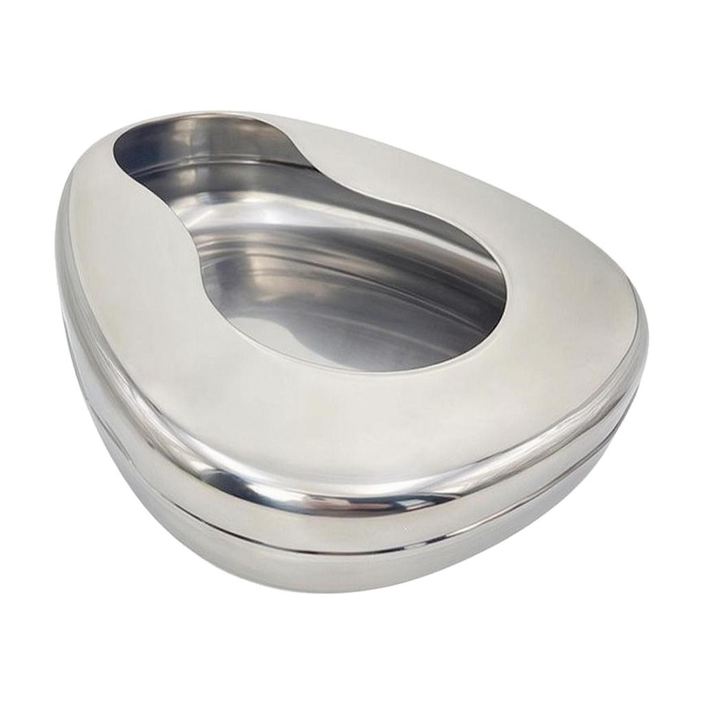 Easy to Clean 304 Stainless Steel Bedpan Sturdy with Recessed Basin