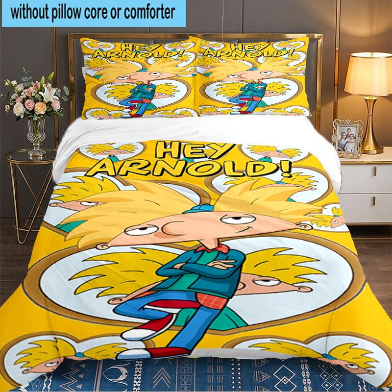 Arnold Adventure Awaits 3pcs Bedding Set,Including 1pc Duvet Cover And 2pcs Pillowcases Perfect Gift for Christmas,Ideal for Bedroom, Dormitory