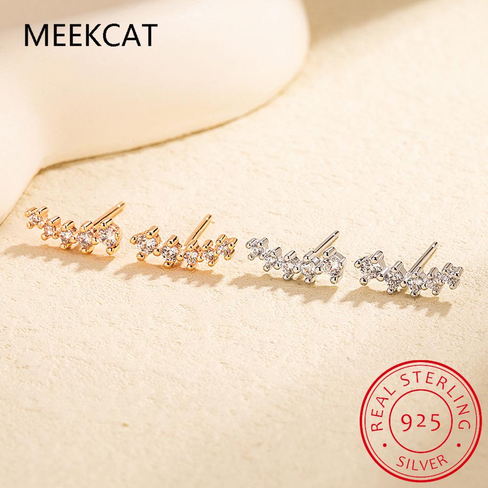 Real D Color Moissanite Diamond Earrings 925 Silver Sparkling Smile Stud Earrings for Women Fine Jewelry Party Gift