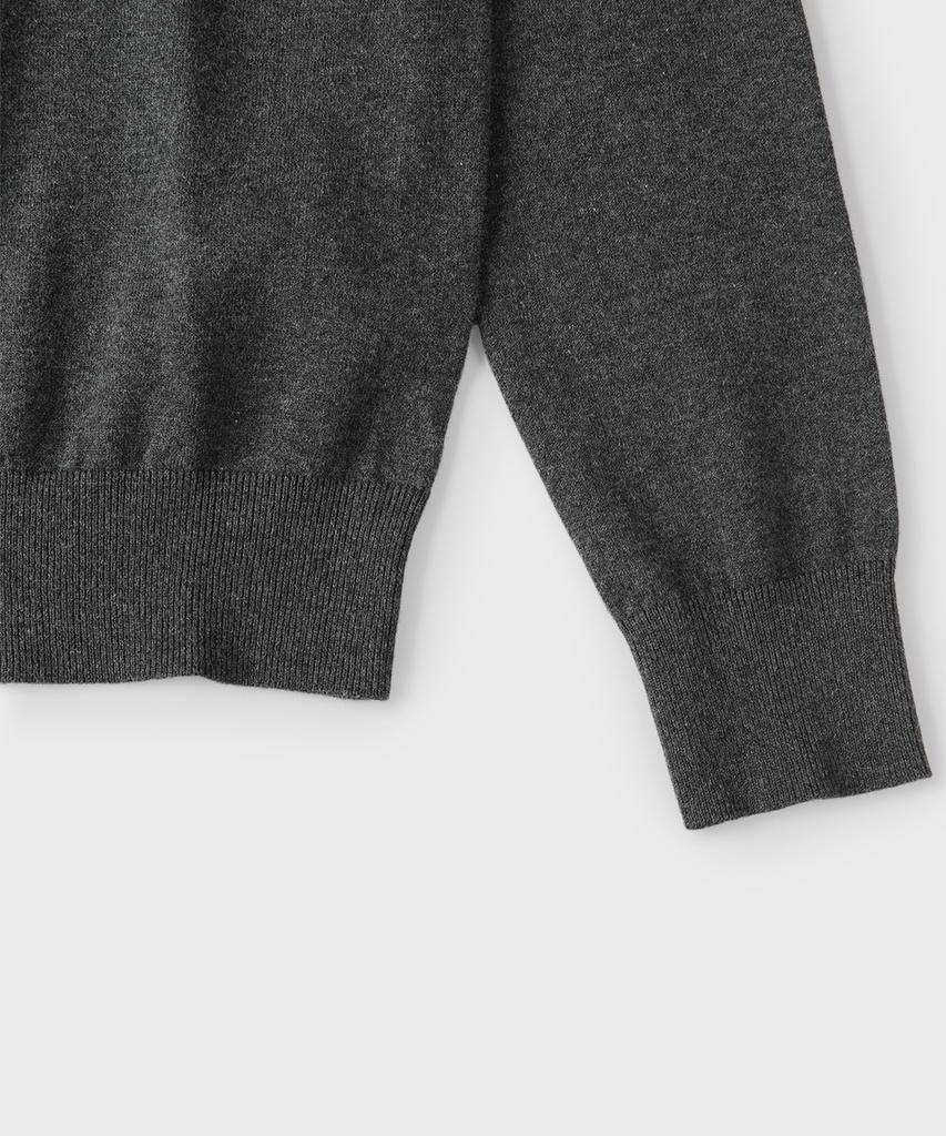 PANICALE Dark Gray Cotton Collared Knit