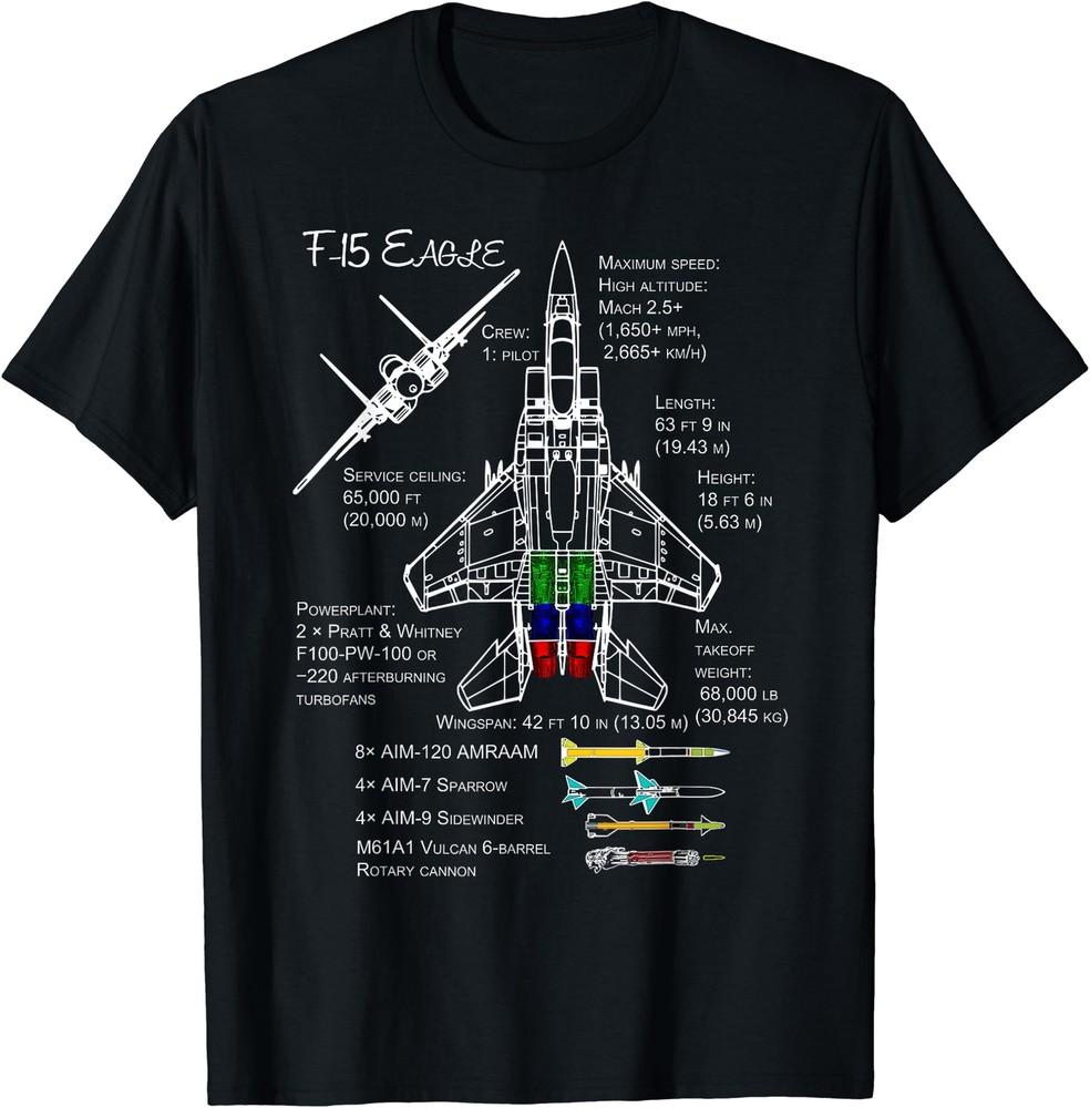 F-15 Eagle Specs T-Shirt TShirt Shirt Military Fighter Jet T-Shirt Size S-5XL Unisex T-Shirt L