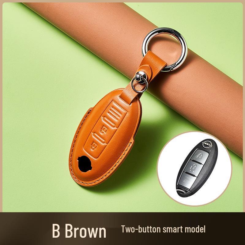 Skórzany Etui na Klucze ze Skóry Wyprawianej Roślinnie dla Nowego Kluczyka Samochodowego Sylphy Murano, Ręcznie Robiony Wzór Klamry dla Mężczyzn