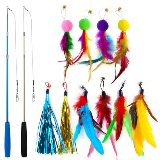 

12 шт./компл. игрушка-палочка для кошек, выдвижная игрушка для снятия стресса, игрушка для погони кошки разноцветный