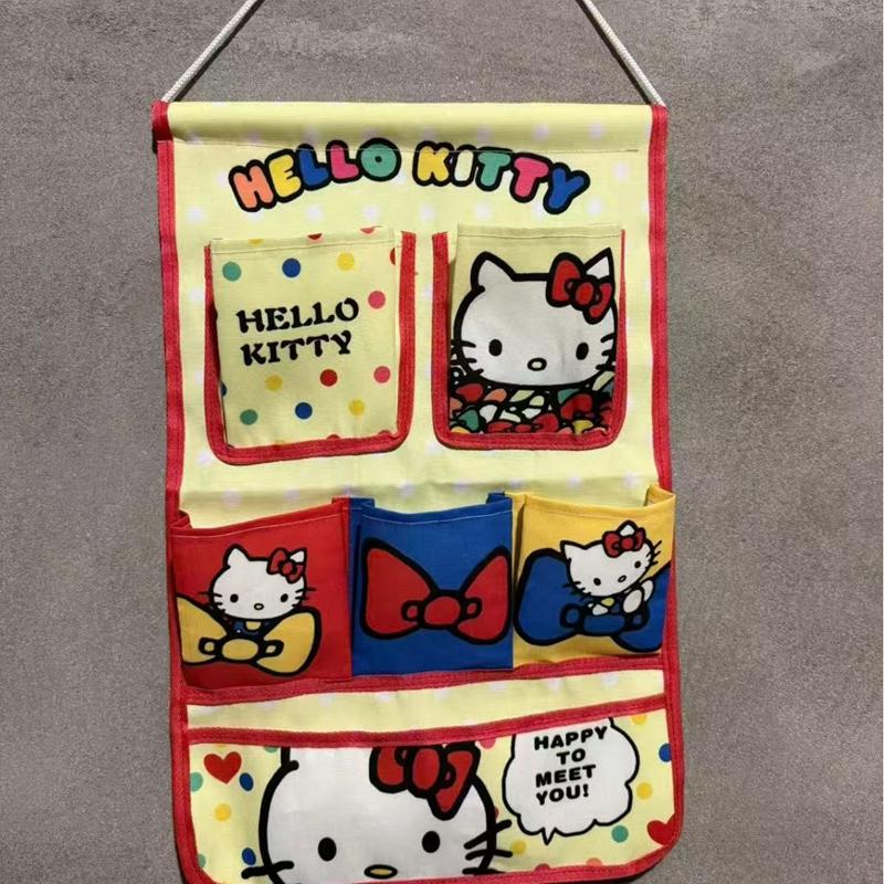 HelloKitty Hanging Bag Kawaii Wall Storage Bag Multi-purpose Wall Mounted Storage Bags HelloKitty Peripheral Organizer Supplies