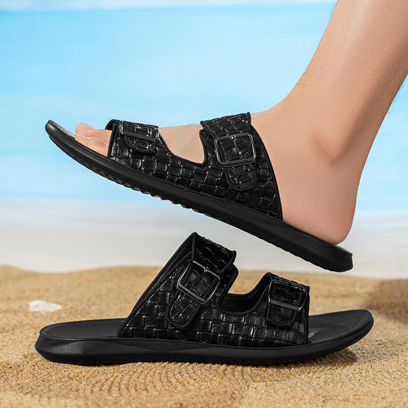

Summer New Mens Sandals Comfortable Male Flat Sandals Slippers Outdoor Casual Beach Slippe Large Size48 Sandalias Hombre 38 чёрный