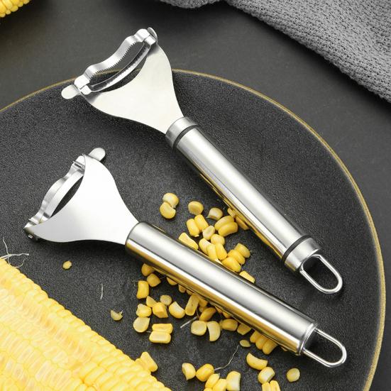 Corn Sheller Food Grade 304 Stainless Steel Corn Peeler Sharp Edge Corn Peeling Tool Quick Effortless Peeling Corn Stripper Kitchen Gadget
