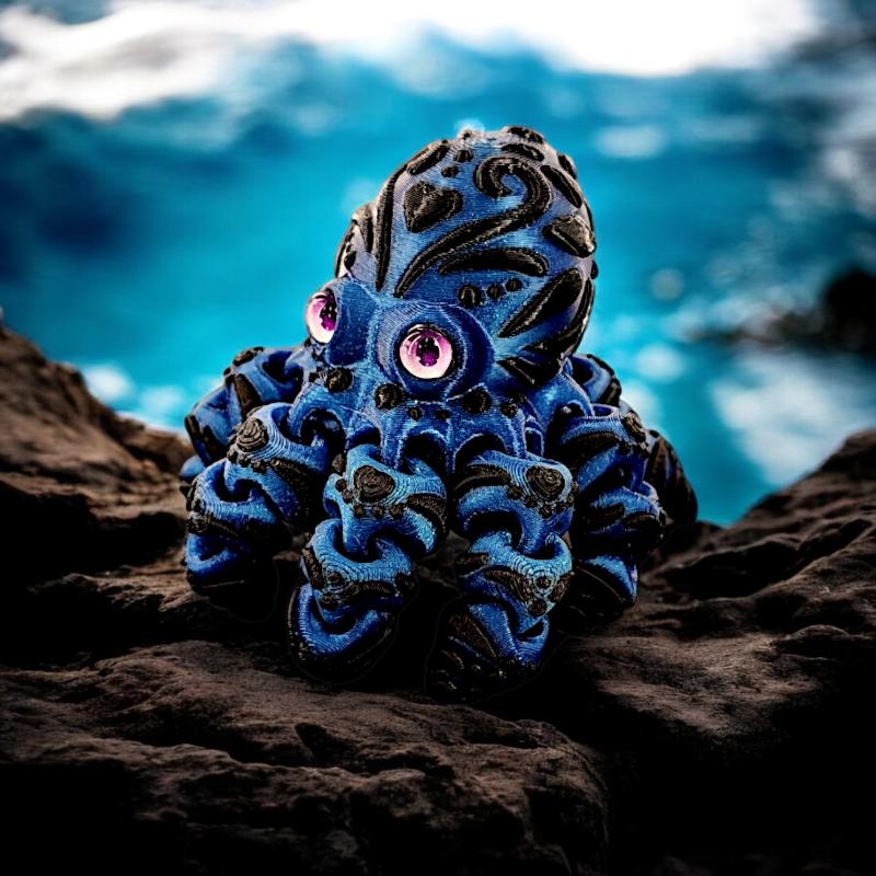 3D Printed Octopus Figurine Flexible Articulated Tentacles Cute Entrance Cabinet Ornament for Modern Home Aesthetic Decor